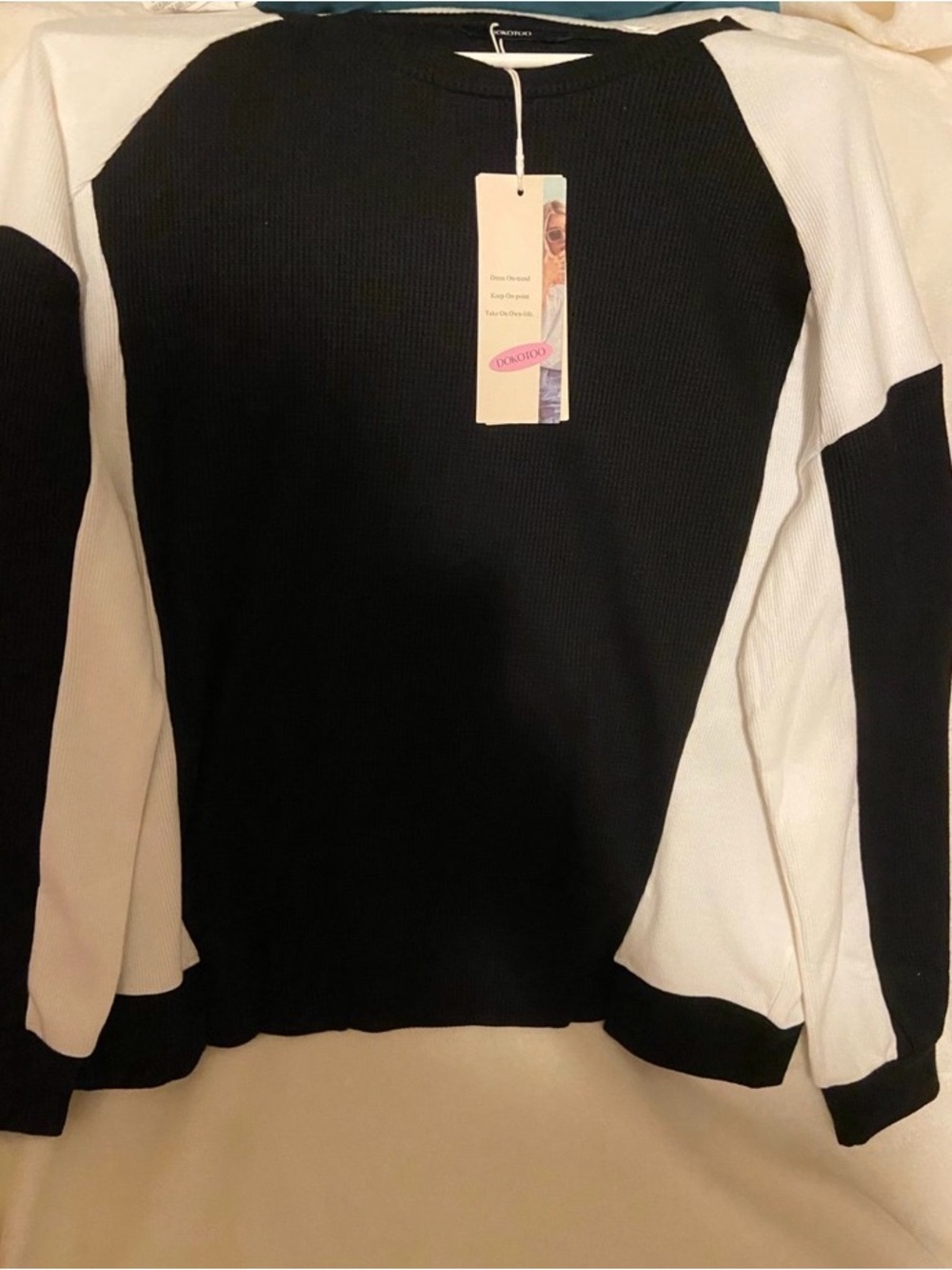 Colorblock Crewneck Sweater - Black & White